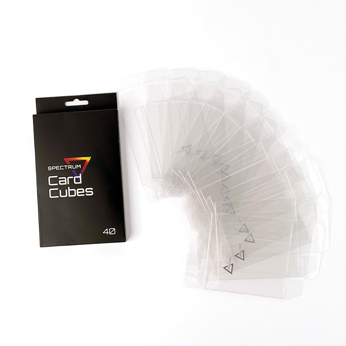 Spectrum Card Cubes. Size 40. 12 per pack. Each card cube holds 40 cards. Pack and spread of 12 sized 40 card cubes