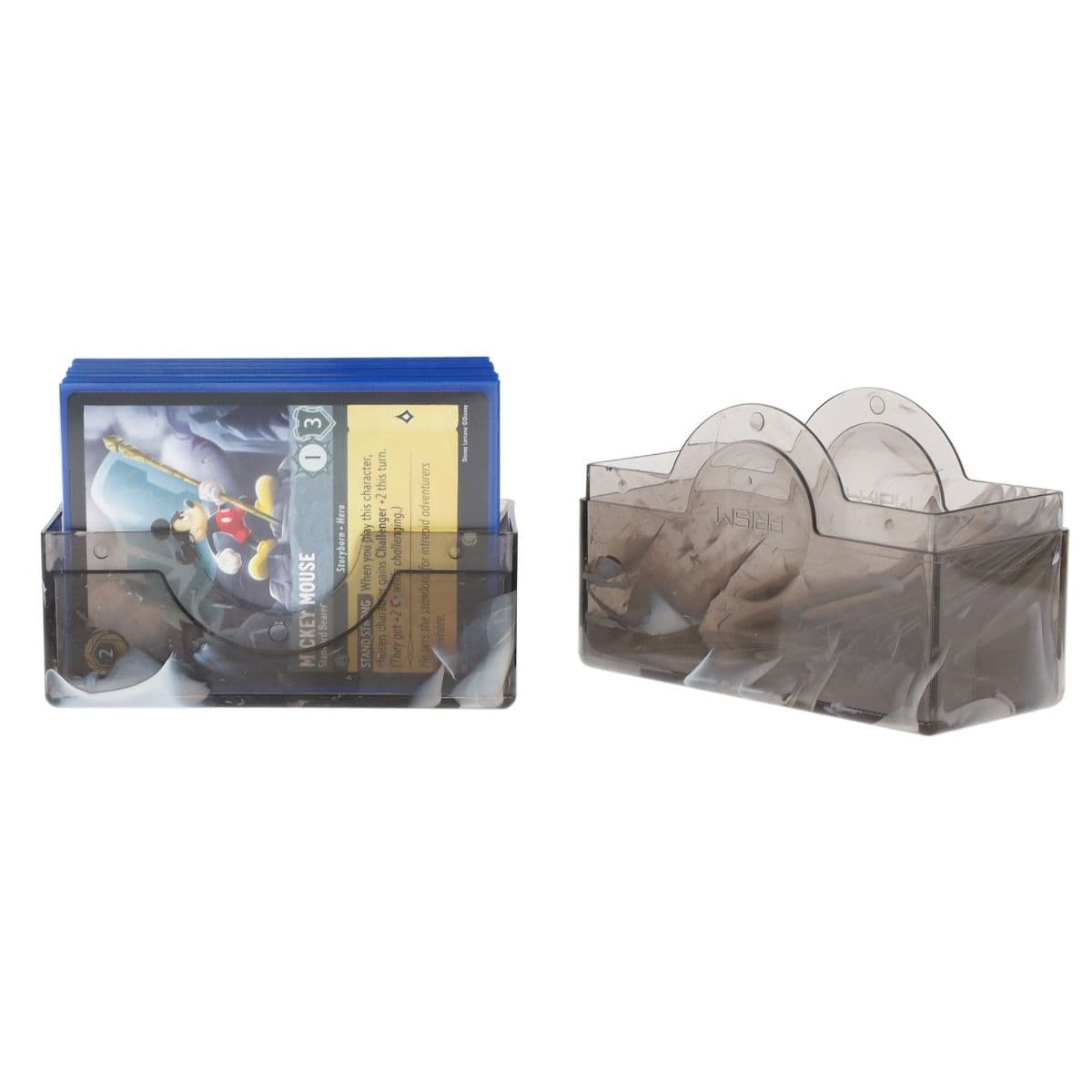 Prism Deck Case - 50 CT - Marble Black, opened showcasing a stored Lorcana Deck.