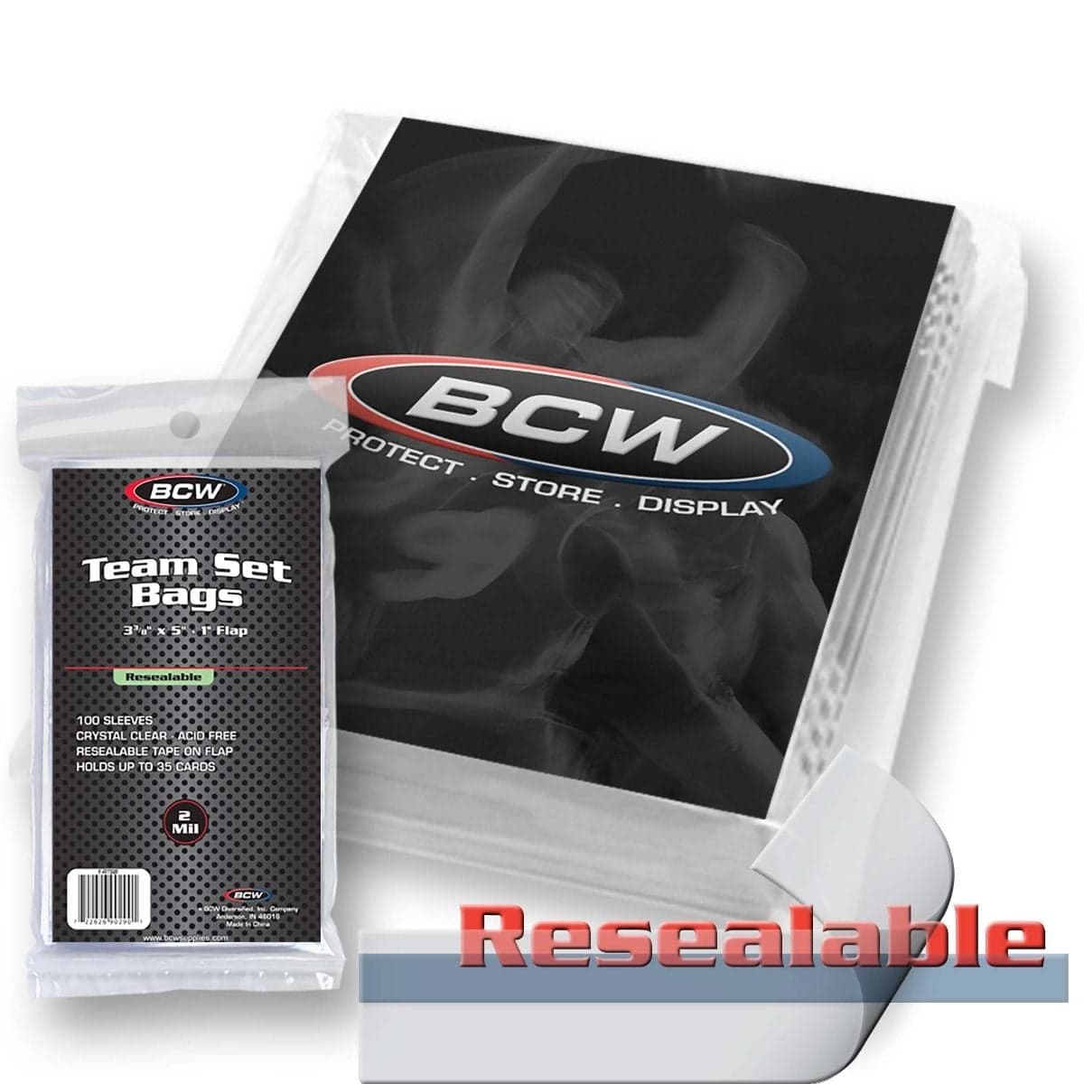 BCW Resealable Team Set Bag, packaging with resealable logo over package