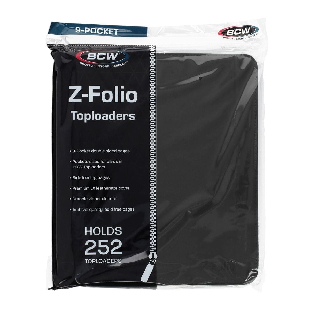 BCW Z-Folio 9-Pocket LX Album - Toploaders - Black front of packaging