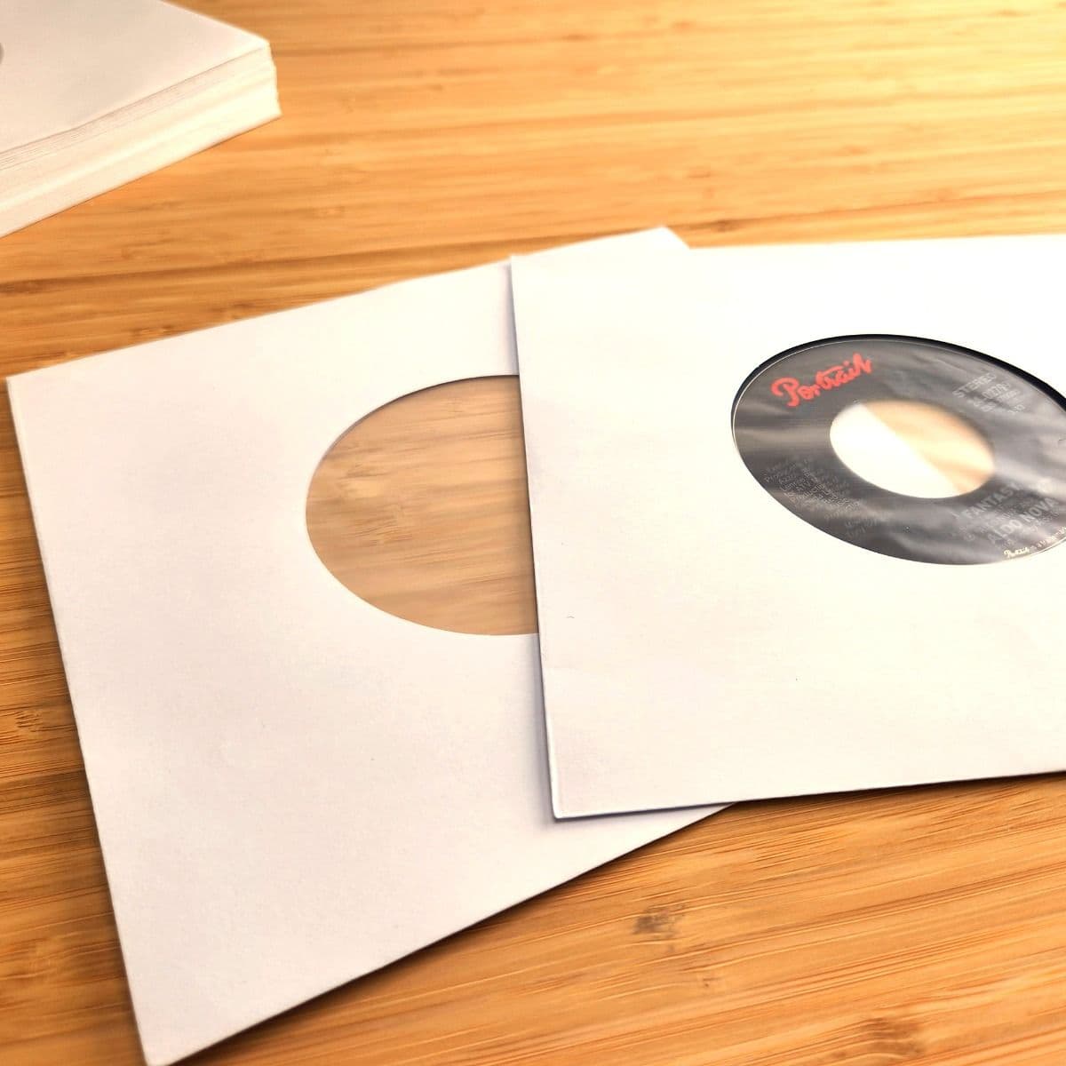 Two BCW 7 Inch Record Paper Inner Sleeves - Polylined - With Hole - White