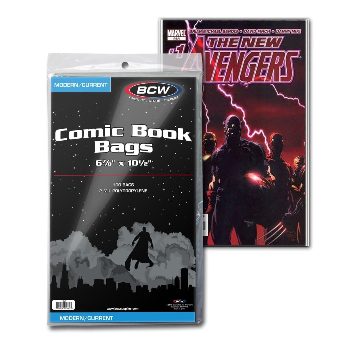 BCW Comic Book Bags. Current, Modern. 100 bags packaging group with comic in bag