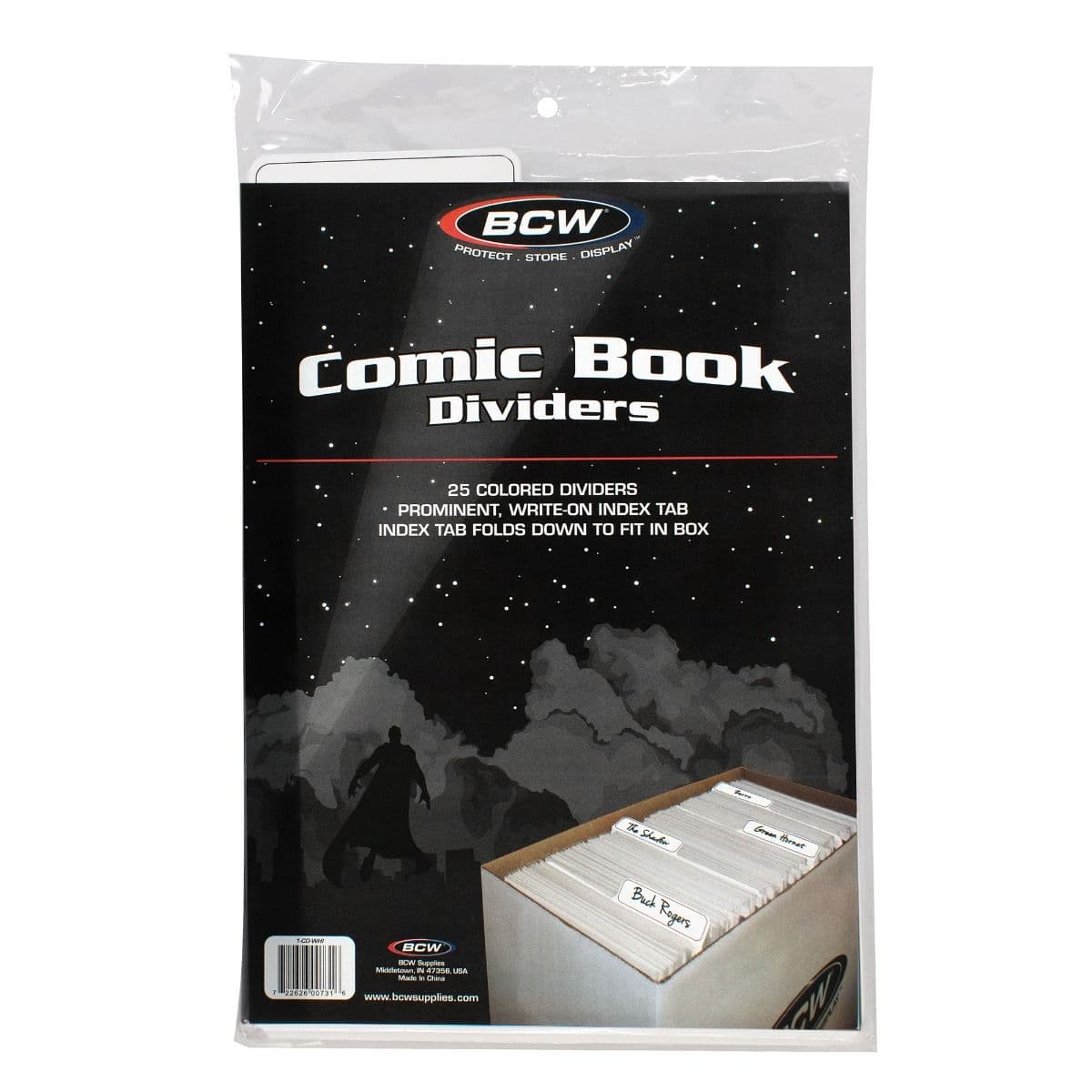 BCW Comic Book Dividers - White, front of packaging. 25 Per Pack