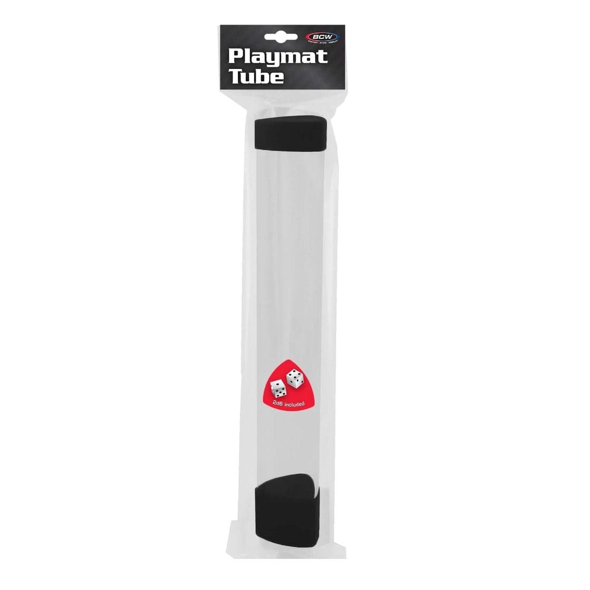 BCW Playmat tube with black dice cap inside packaging
