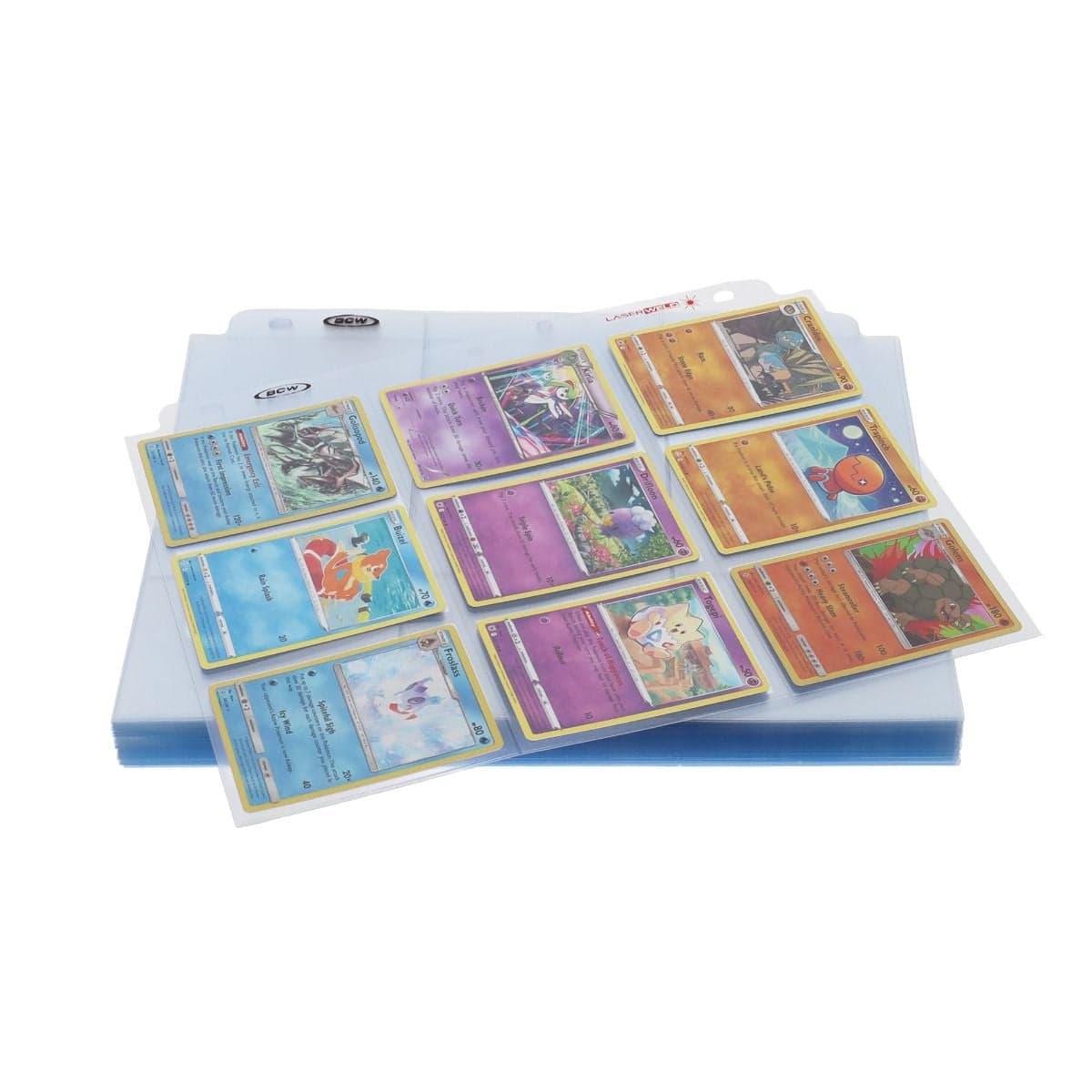 LaserWeld Pages - 9 Pocket stack with top page full of pokemon cards
