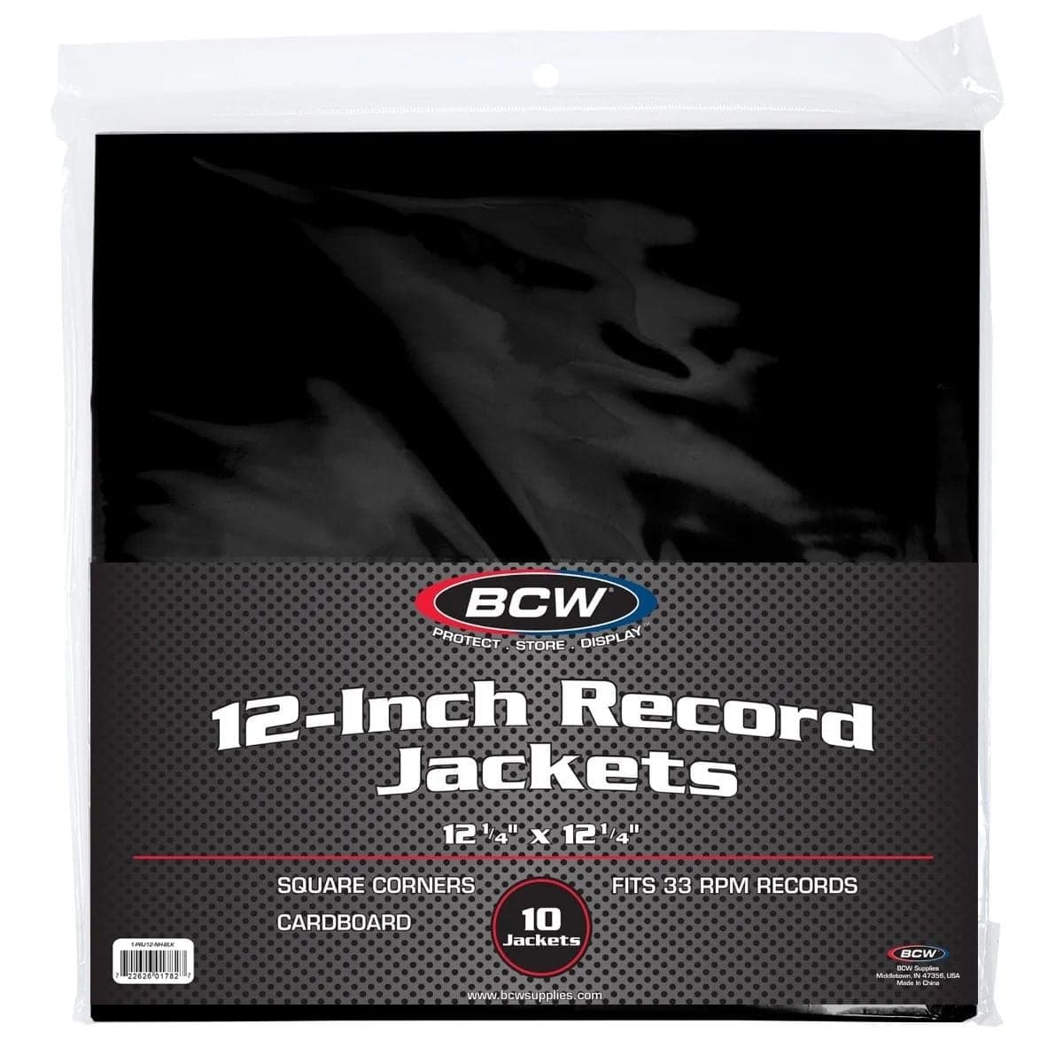Pack of 10 BCW 12 Inch Record Paper Jackets - No Hole - Black