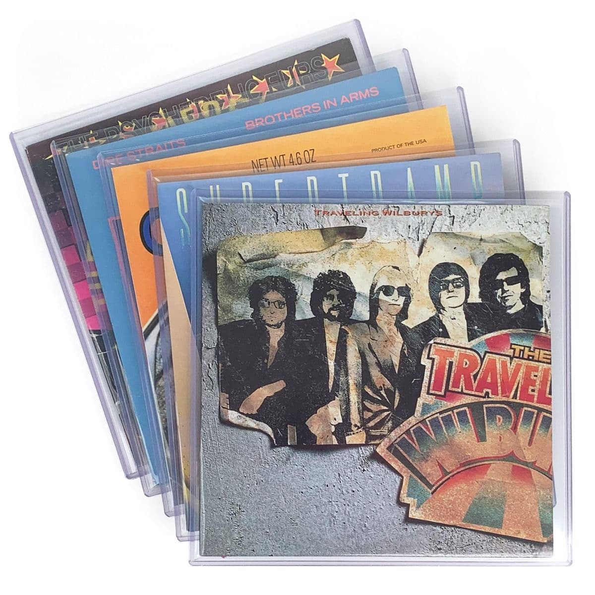 BCW 12 Inch Record Toploaders, 9mm opening. Holds single LP. 5 Holders per pack. Records in holders spread