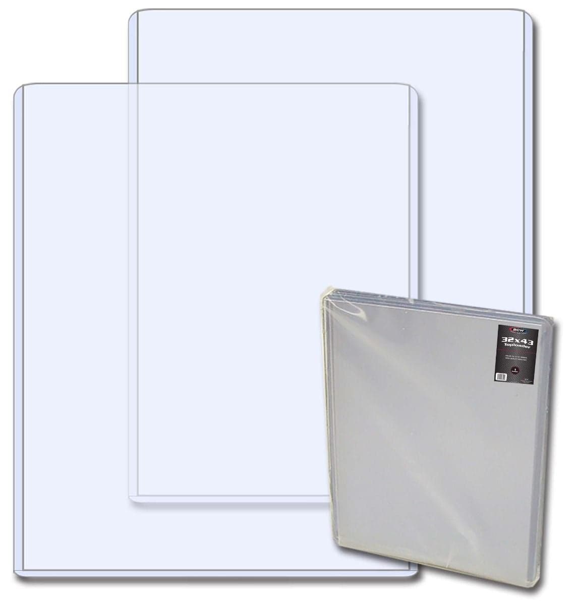 Two BCW 32 by 43 inch Topload Holders behind BCW 32 by 43 inch Topload Holder
