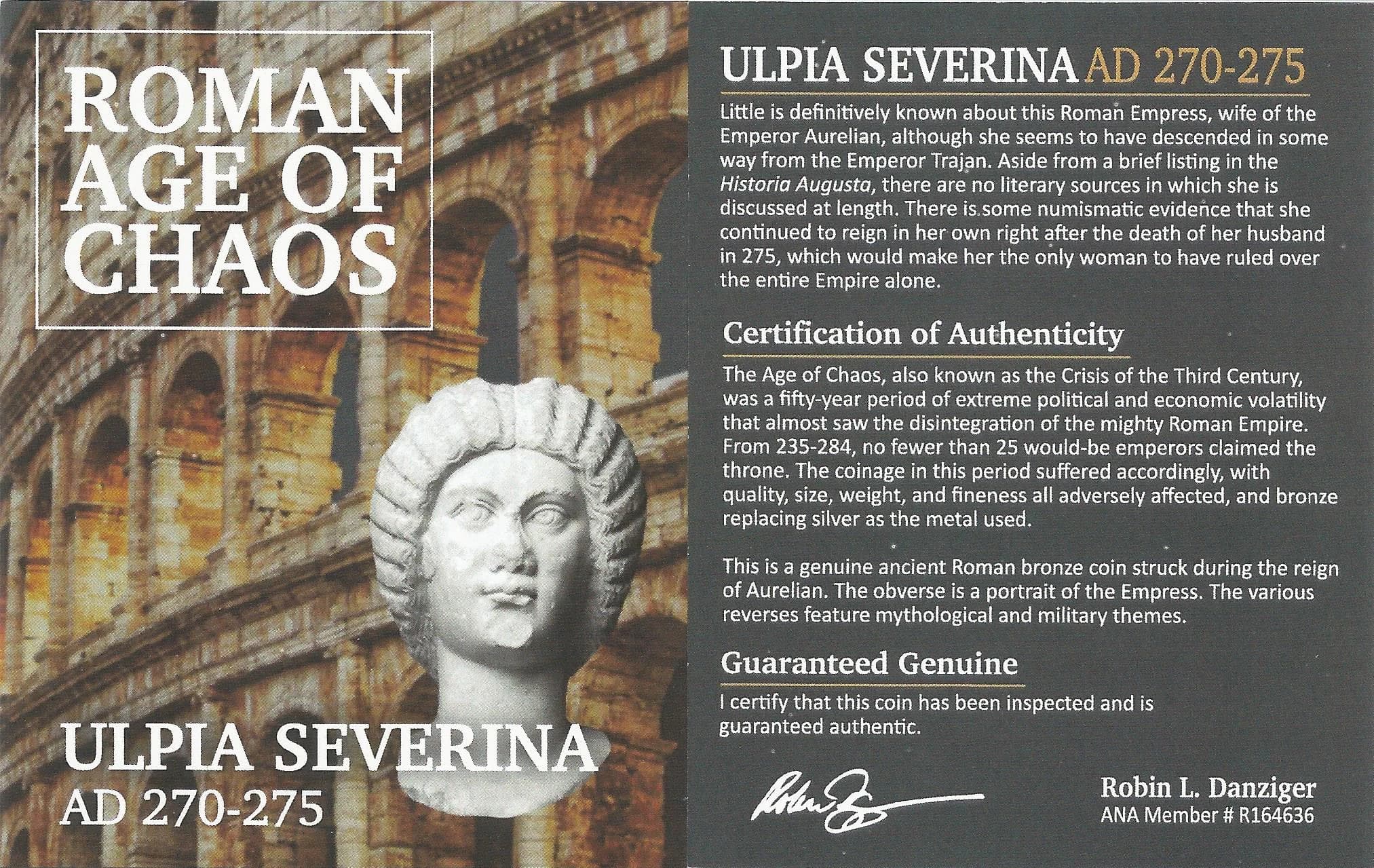NGC-Certified Roman Coin: Severina, ANT, Grade VF - Image 4