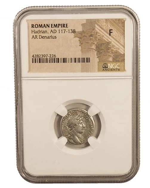 NGC-Certified Roman Coin: Hadrian, Denarius, Grade F - Image 2