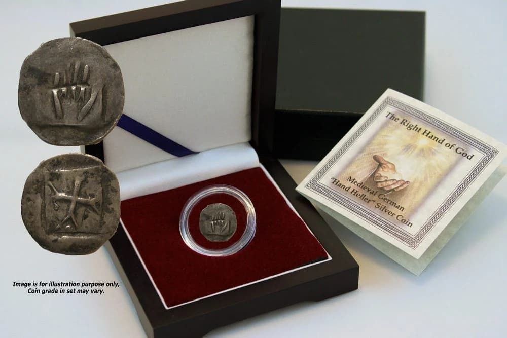 Right Hand of God Box: Medieval German ”Hand Heller“ Silver Coin - Image 2