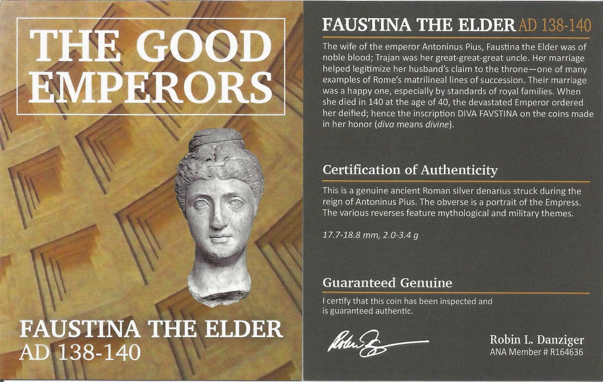 NGC-Certified Roman Coin: Faustina Sr., Denarius, Grade CH-VF - Image 2