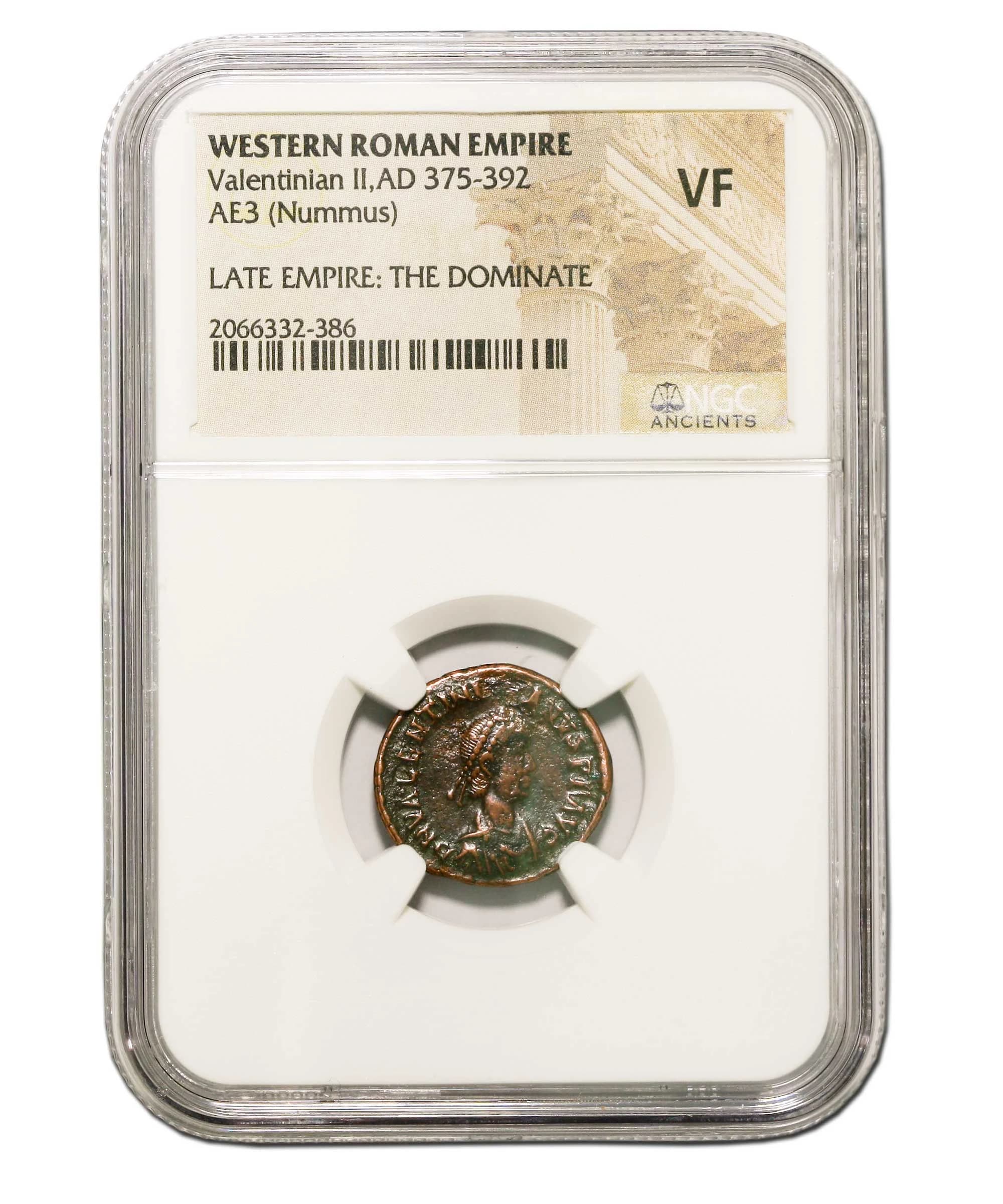 NGC-Certified Roman Coin: VALENTINIAN2ND(AE3), Grade VF - Image 2