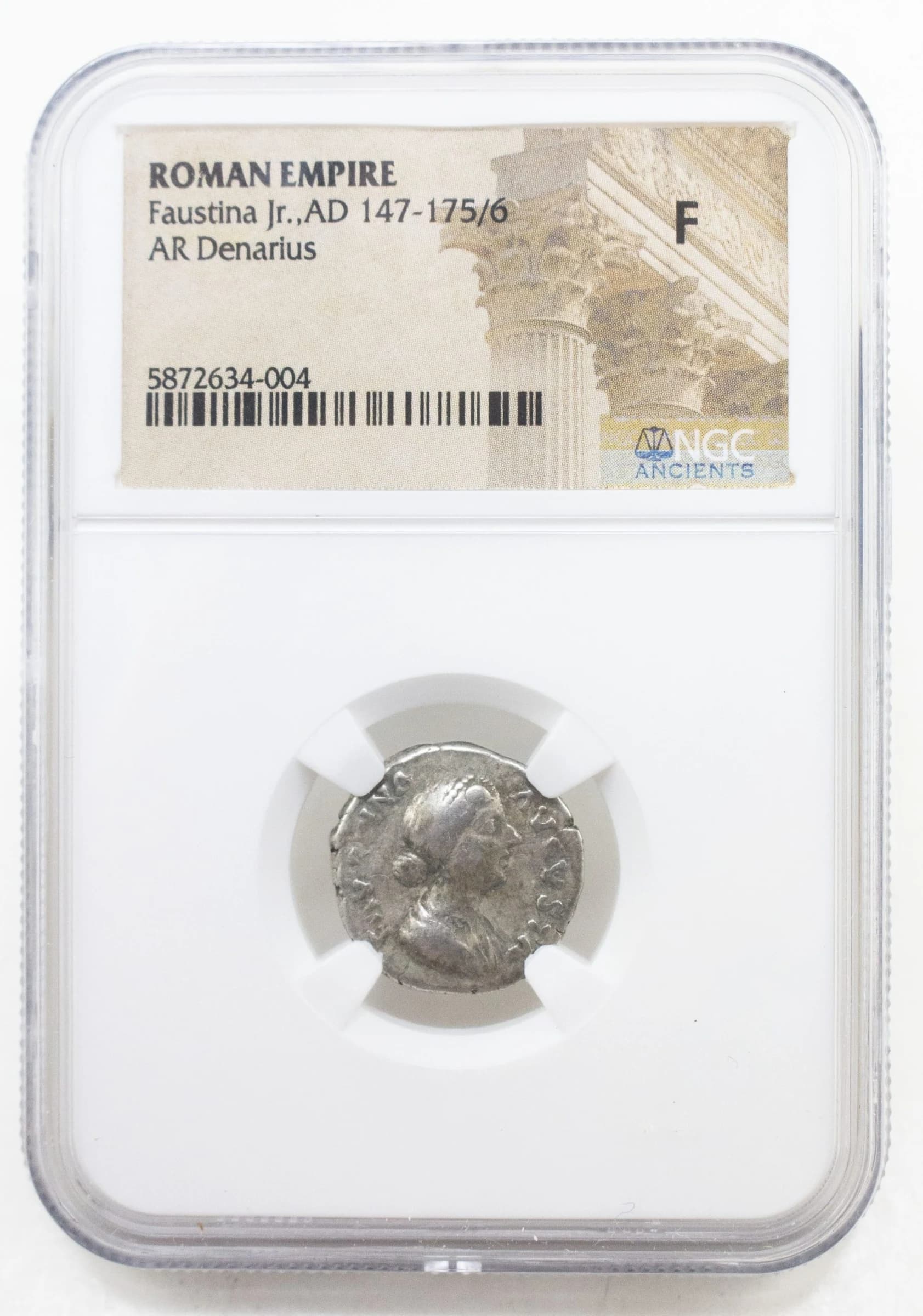 NGC-Certified Roman Coin: Faustina Jr., Denarius, Grade F - Image 2