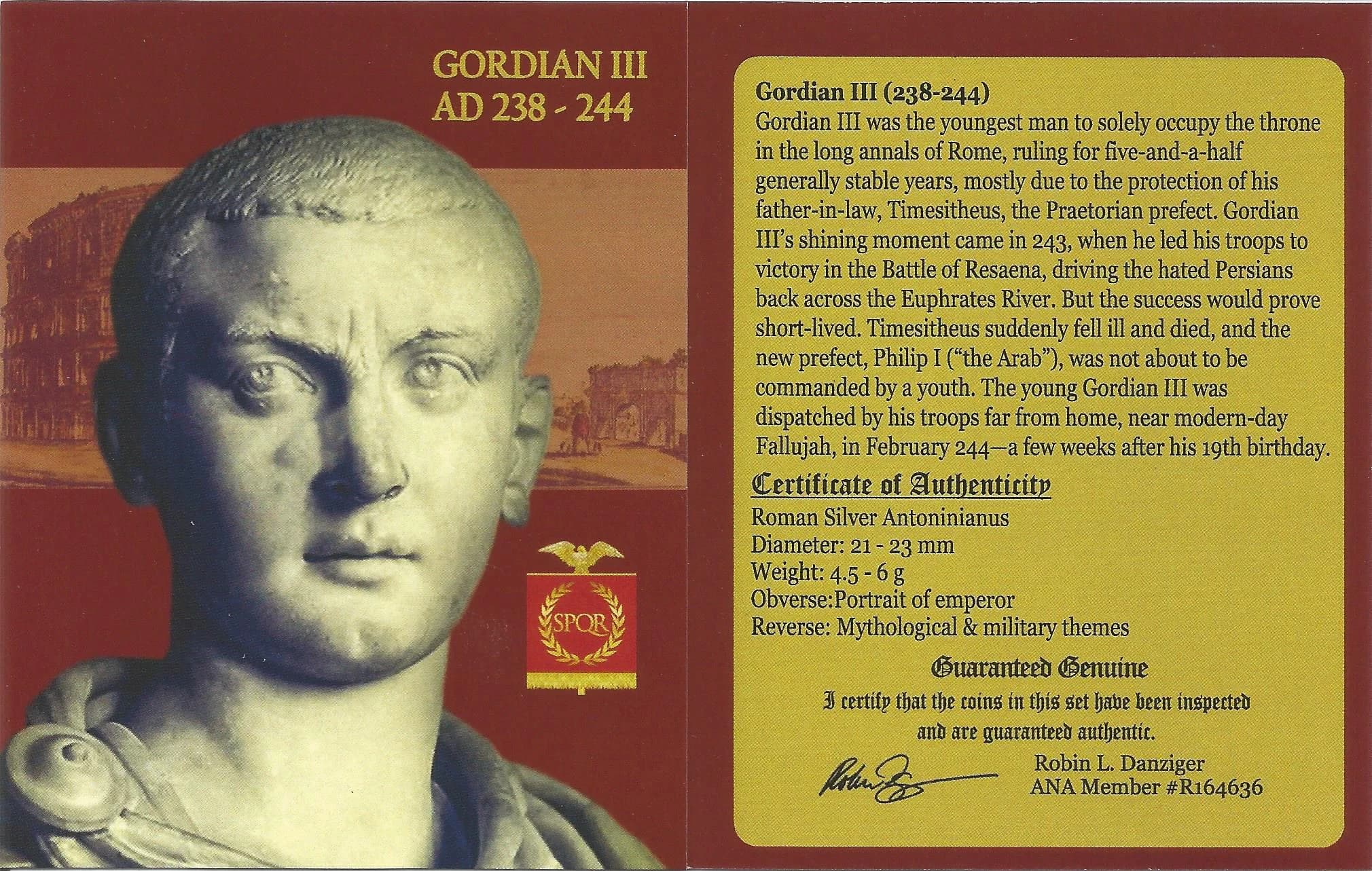 NGC-Certified Roman Coin: GORDIAN3RD(AR), Grade CH-AU - Image 3