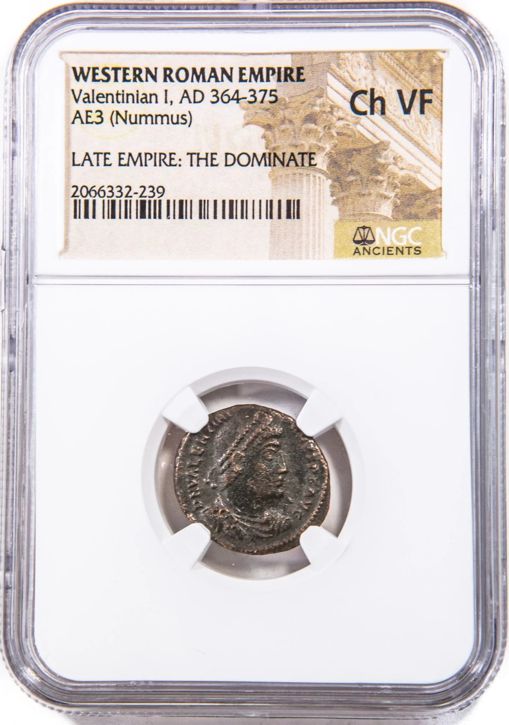 NGC-Certified Roman Coin: VALENTINIAN1ST(AE3), Grade VF - Image 2