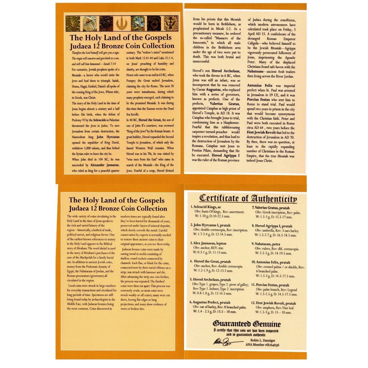 Biblical Holy Land: Box of 12 Ancient Judaea Coins from the time of Jesus (Twelve-Coin Boxed Set) - Image 3
