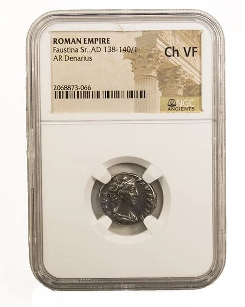 NGC-Certified Roman Coin: Faustina Sr., Denarius, Grade VF - Image 2