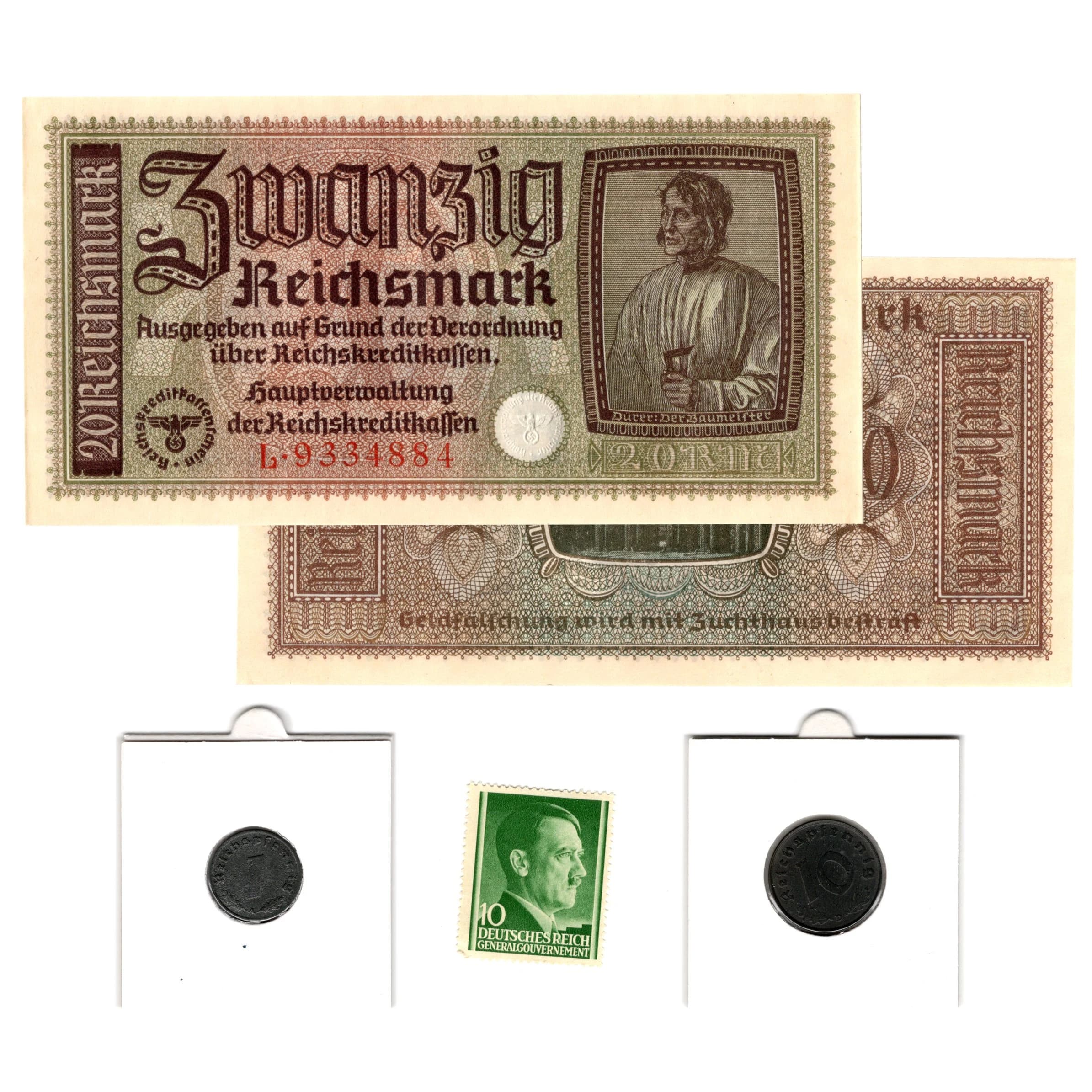 Adolf Hitler: Banknote, Stamp & Two Coins (Album) - Image 2