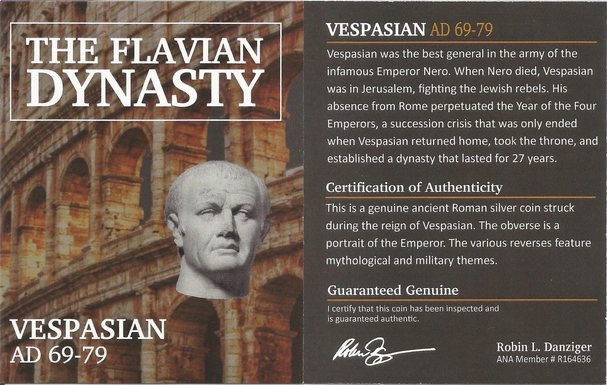 NGC-Certified Roman Coin: Vespasian, Denarius, Grade G - Image 2