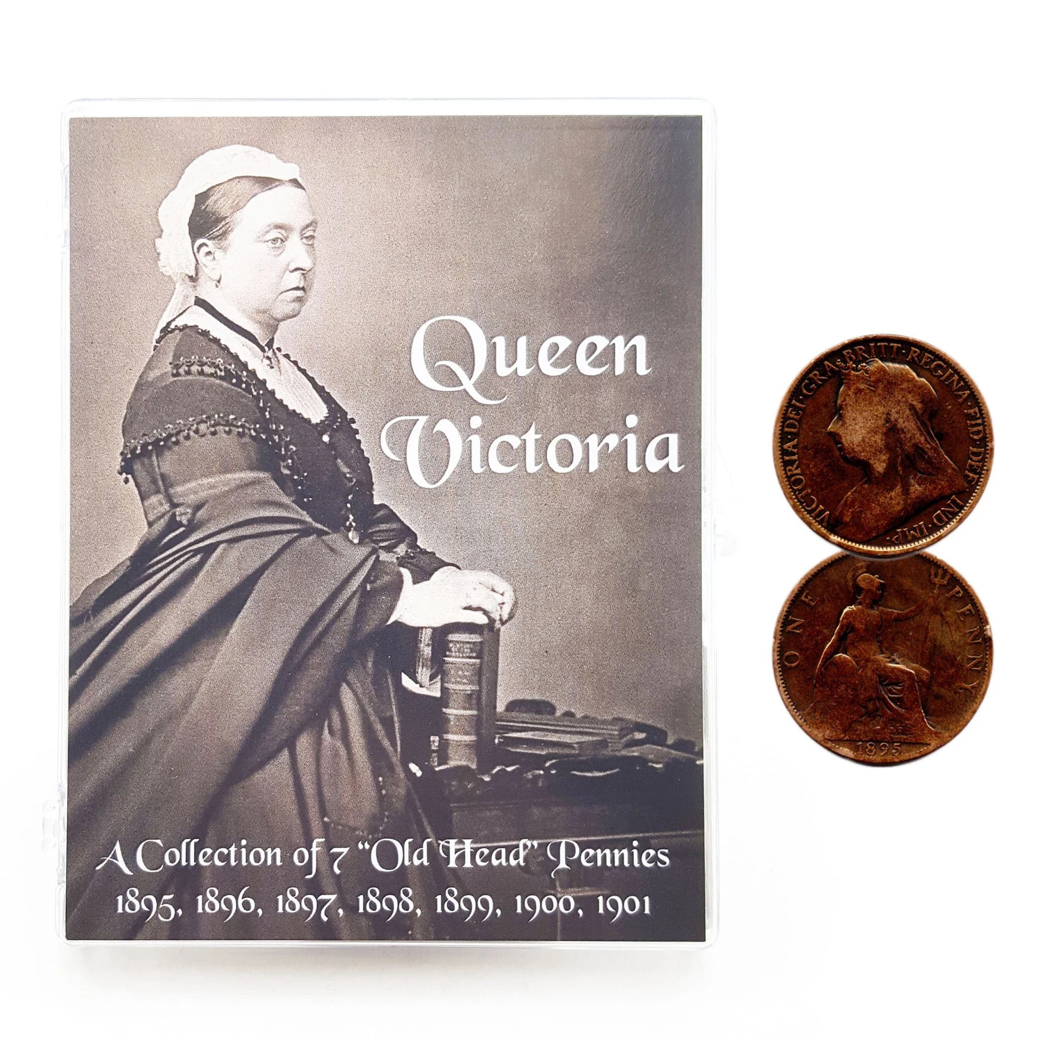 Queen Victoria: A Collection of 7 "Old Head" Pennies, 1895-1901 (Clear Box) - Image 2