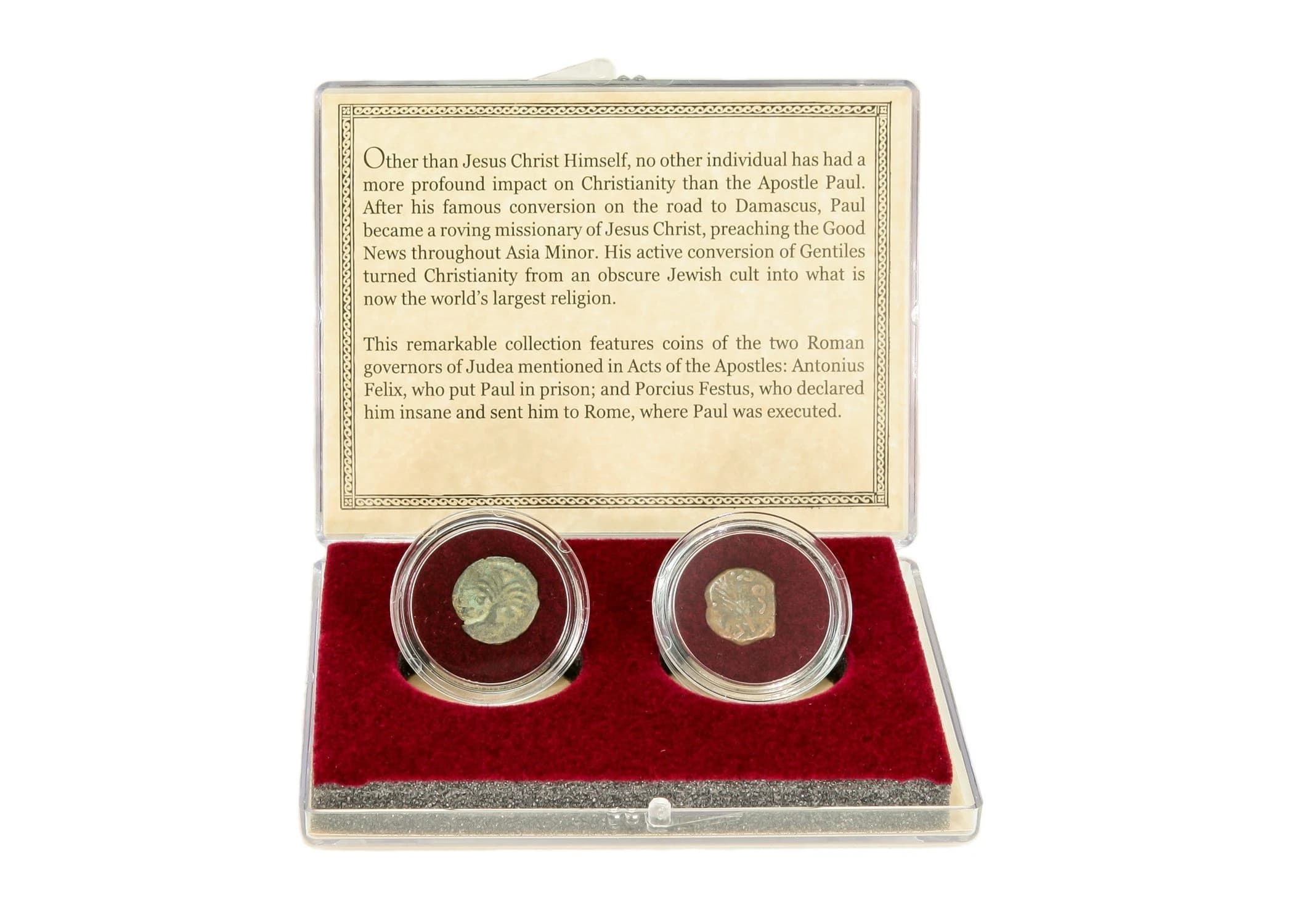 Trials of Saint Paul: Two Bronze Prutahs of Judaea (Clear Box) - Image 2