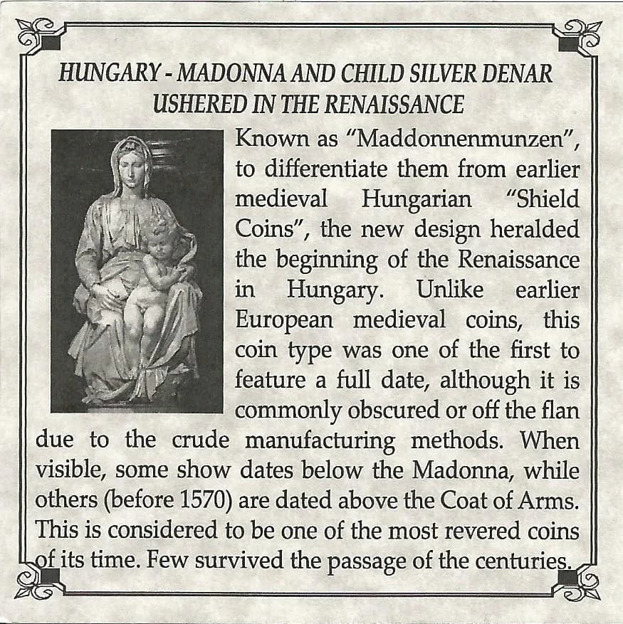 Madonna & Child Box: Virgin Mary and baby Jesus Silver Denar of Hungary (One-Coin Box) - Image 4