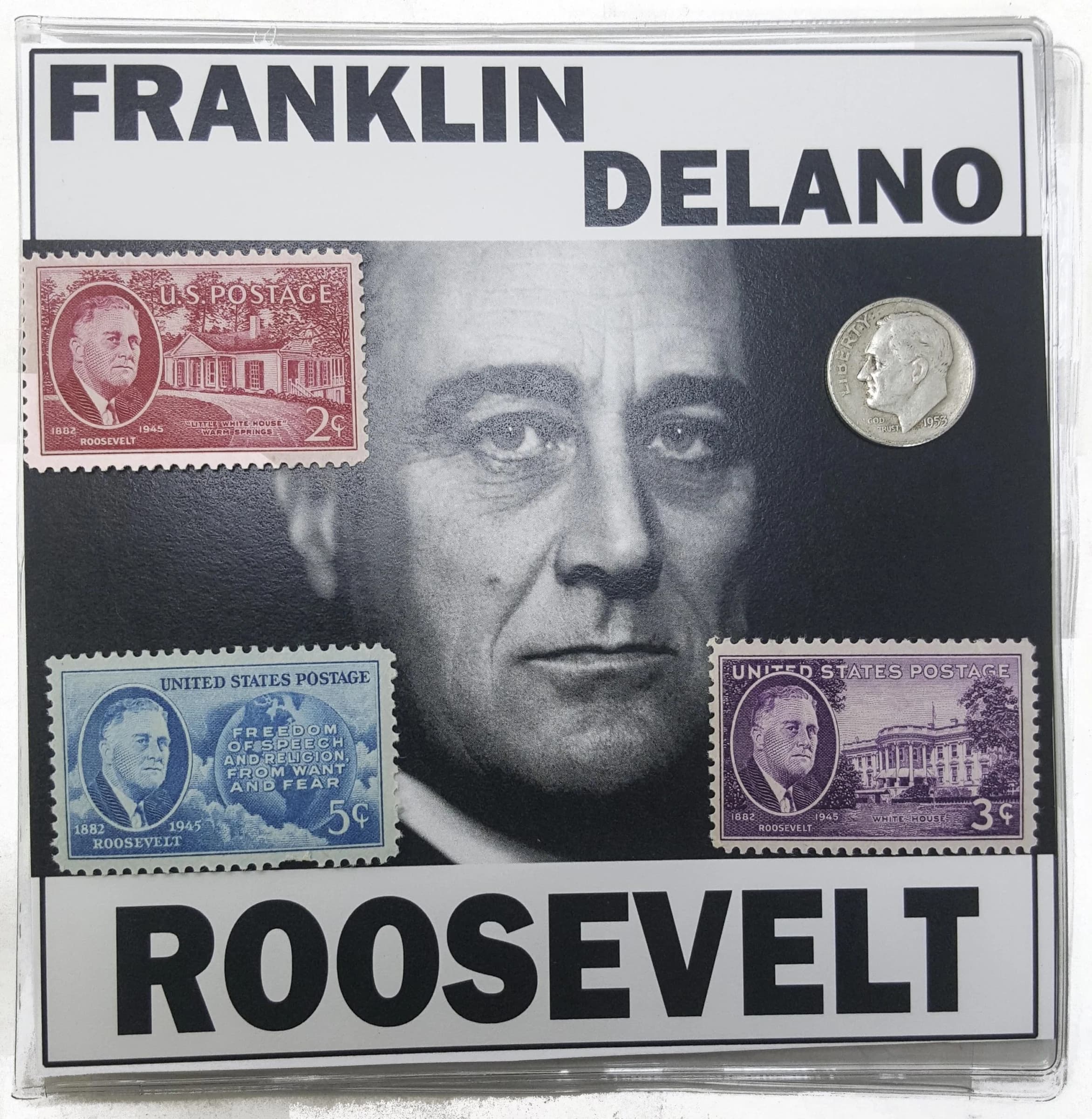 FDR: Franklin D. Roosevelt 4 Piece (One Coin + Three Stamps) (Mini Album) - Image 2