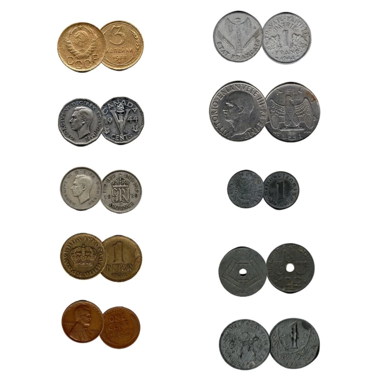 Second World War: D-Day.10 Historical Coins from the European Theater - Image 2