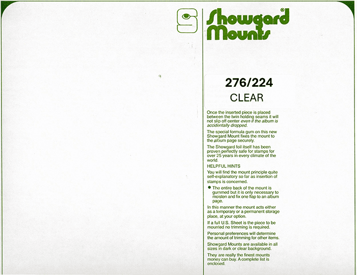 276/224 Showgard Mounts for Souvenir Sheets (Clear)