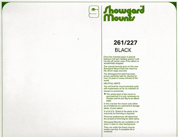 261/227 Showgard Mounts for Souvenir Sheets (Black)