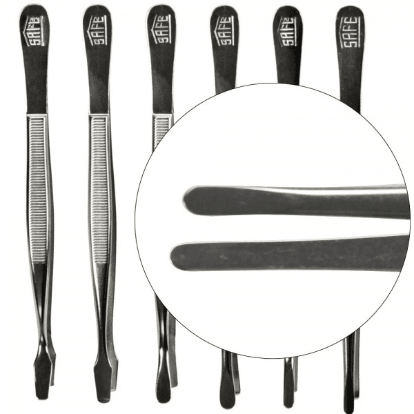 Straight Narrow Tip Nickel Tongs 4 3/4"