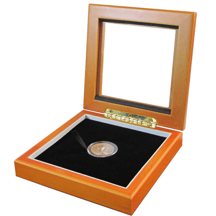 Guardhouse 5x5 Glass-top Wood Display Box - Holds Small Sized Capsule