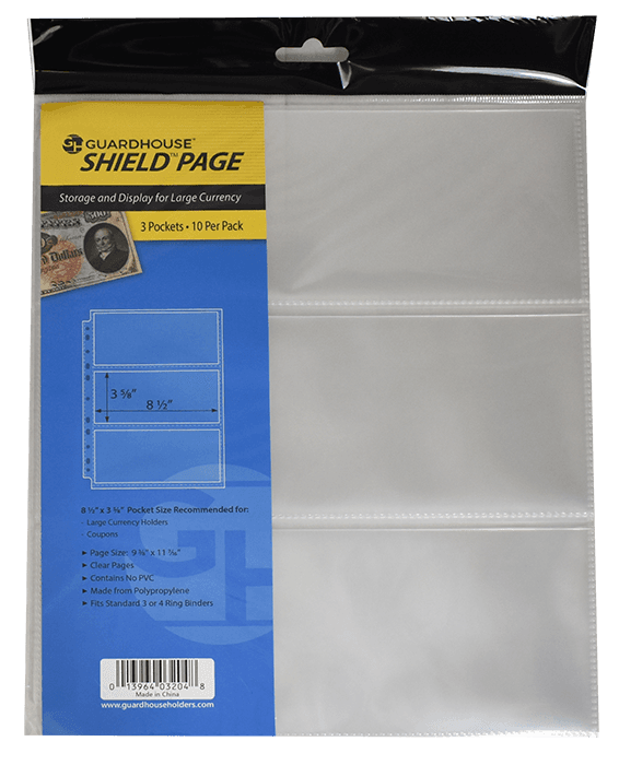 Guardhouse Shield 3 Pocket Archival (10 pack) Polypropylene Pages