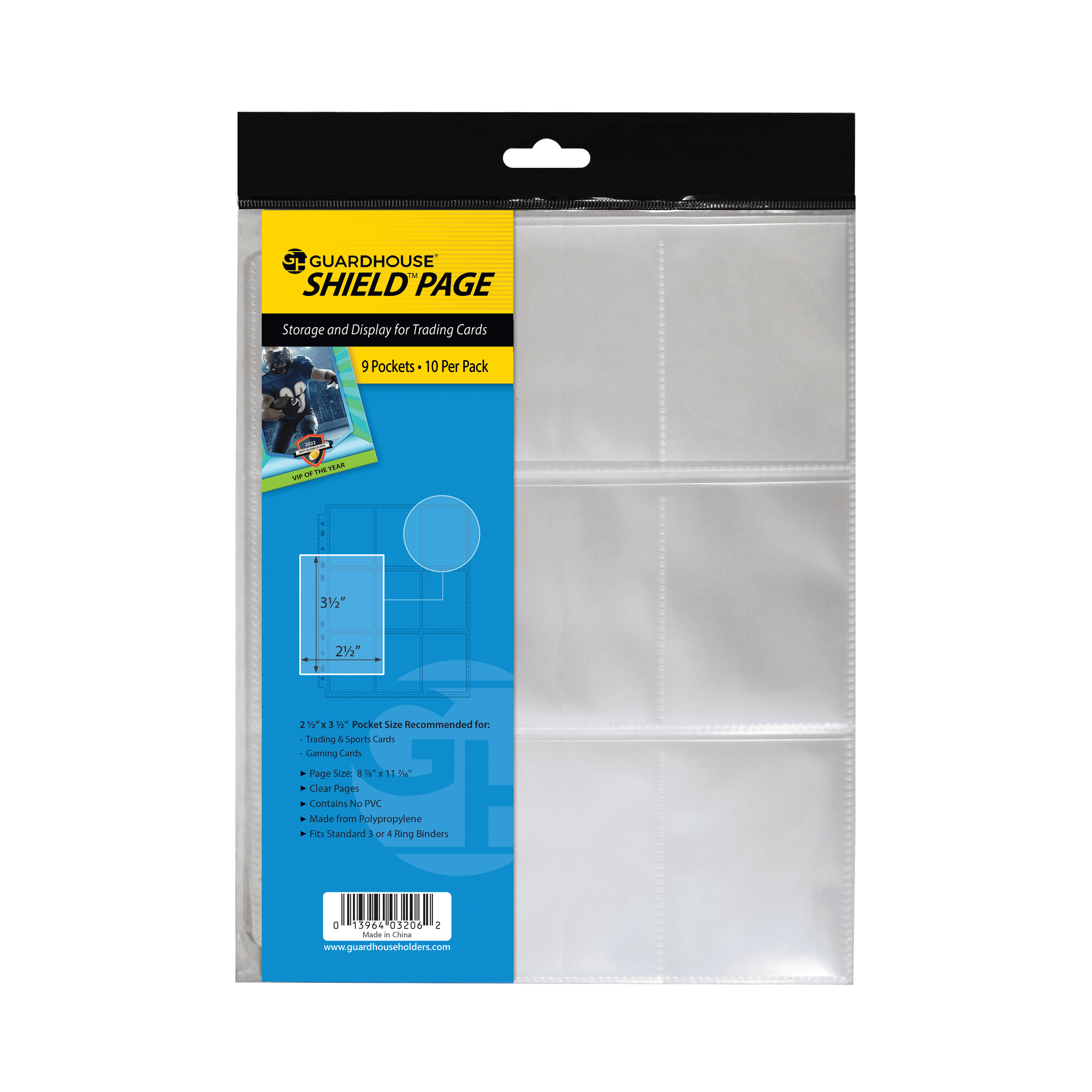 Guardhouse Shield 9 Pocket Archival (10 pack) Polypropylene Pages