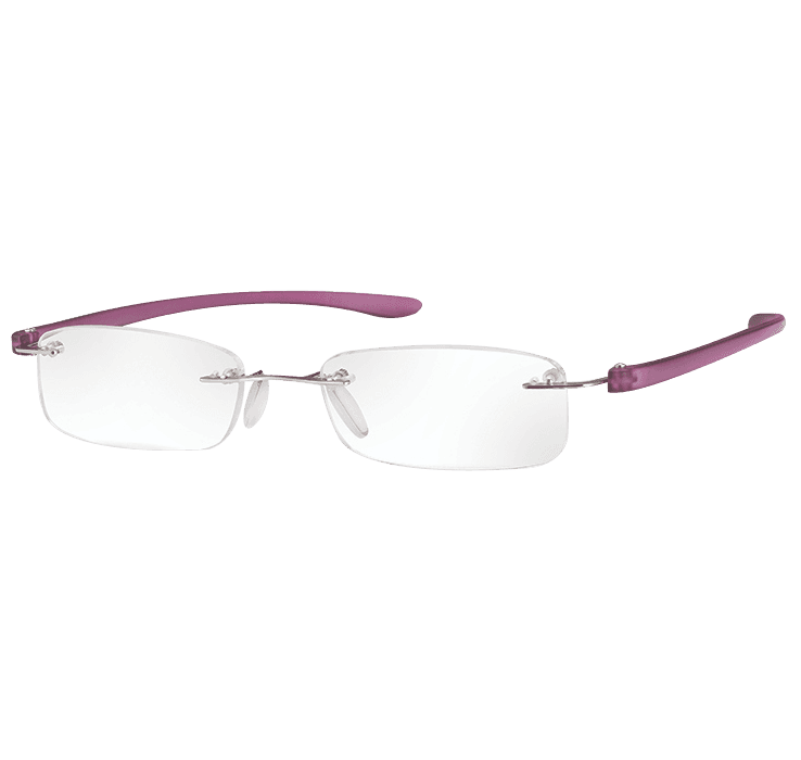 Rimless Magnifying Eye Glasses +2.5 (Purple Small)