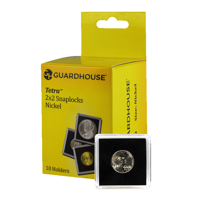 Nickel, $5.00 Gold 2x2 Tetra Snaplock Coin Holder - 10 per pack