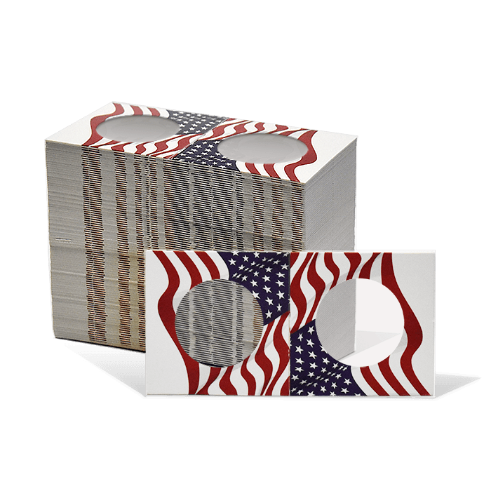 2x2 Paper Coin Holders for Half/Small Dollar/Quarter - American Flag