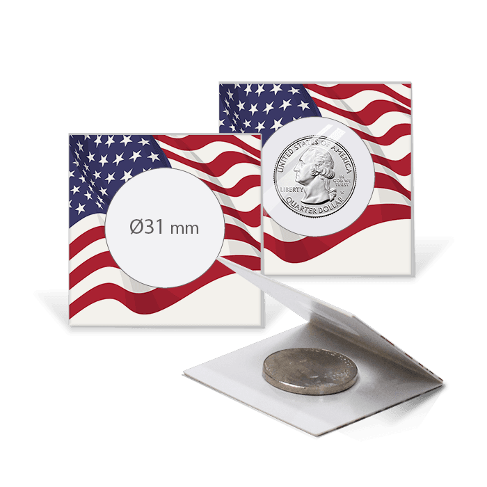 2x2 Paper Coin Holders for Half/Small Dollar/Quarter - American Flag - alternate view 1