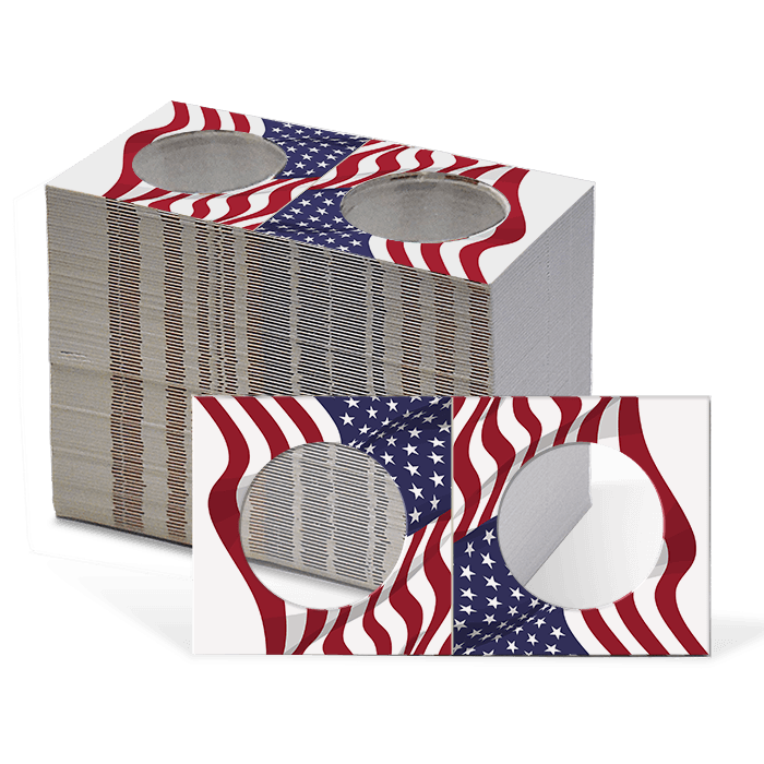 2.5x2.5 Paper Coin Holders for ASE/Large Dollar - American Flag