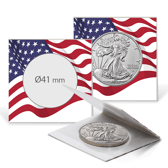 2.5x2.5 Paper Coin Holders for ASE/Large Dollar - American Flag - alternate view 1