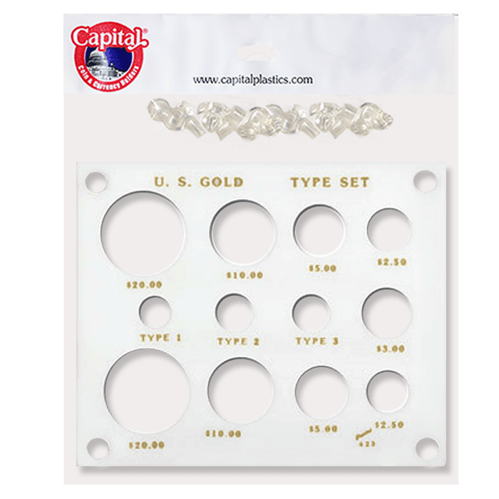 Gold Type Set Lib. 20, 10, 5, 3, 2.50, Type I,II,III
