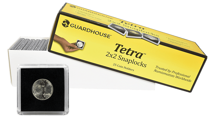 Nickel, $5 Gold 2x2 Tetra Snaplock Coin Holder - 25 per pack