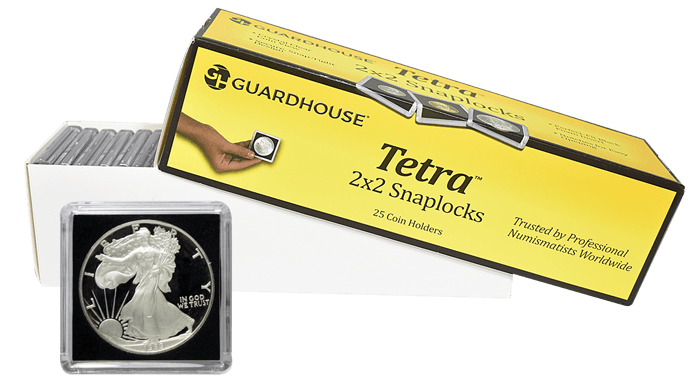American Silver Eagle 2x2 Tetra Snaplock Coin Holder - 25 per pack