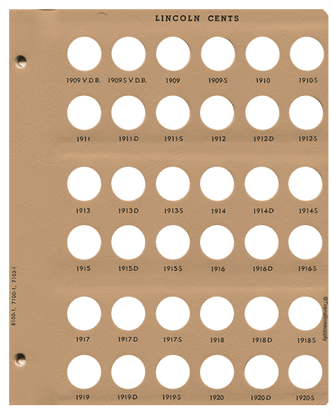Lincoln Cents Replacement Page 1 (1909 - 1920)