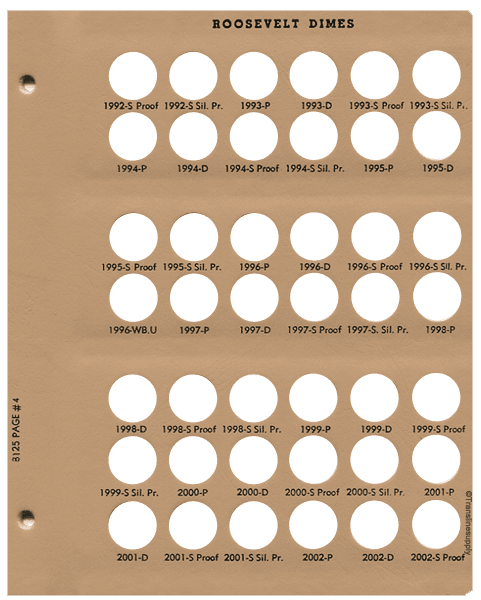 Roosevelt Dimes 1992 - 2002 with Proof Replacement Page 4