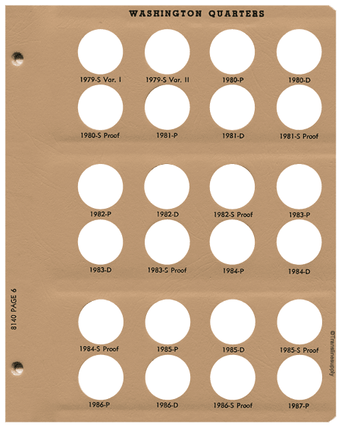 Washington Quarters with Proof Replacement Page 6 1979-S-1987-P