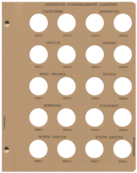 Statehood Quarters Replacement Page 4 2005 P to 2006 D