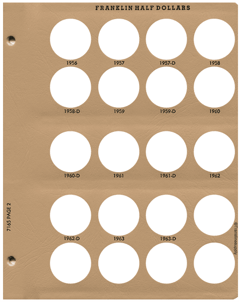 Franklin Half Dollars Replacement Page 2 1956-1963 D