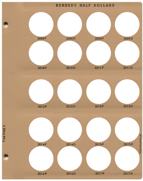 Kennedy Half Dollars Replacement Page 5 2008-P-2017-D
